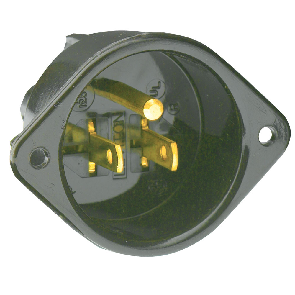 15 Amp, 125 Volt, Flanged Inlet Receptacle, Straight Blade, Commercial Grade