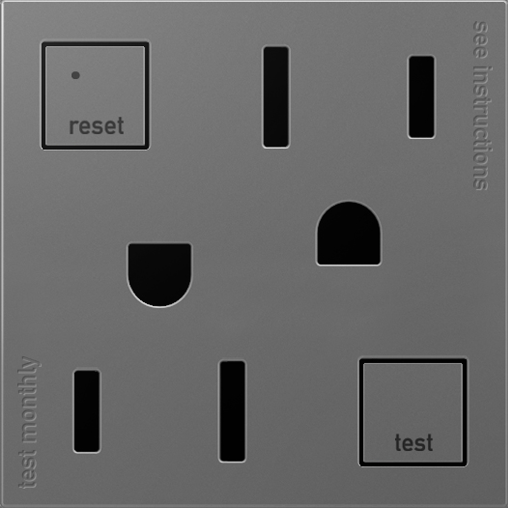 adorne® Tamper-Resistant 15A Duplex Self-Test GFCI Receptacles, Magnesium