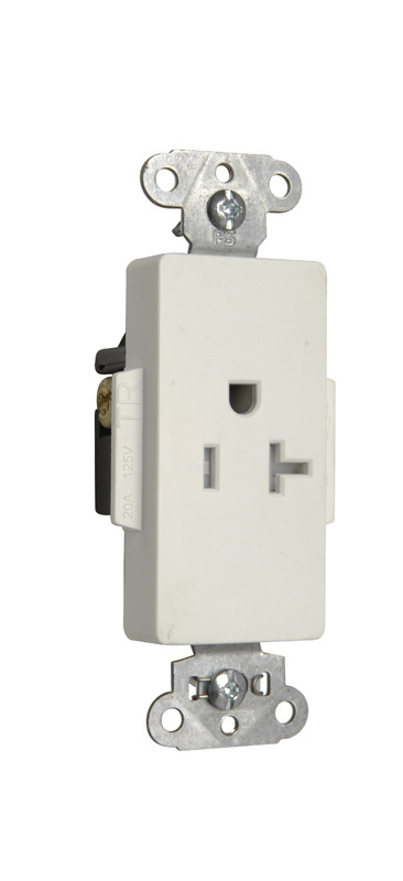 20A 125V Spec-Grade Tamper-Resistant Decorator Duplex Receptacle, Back and Side Wire, White