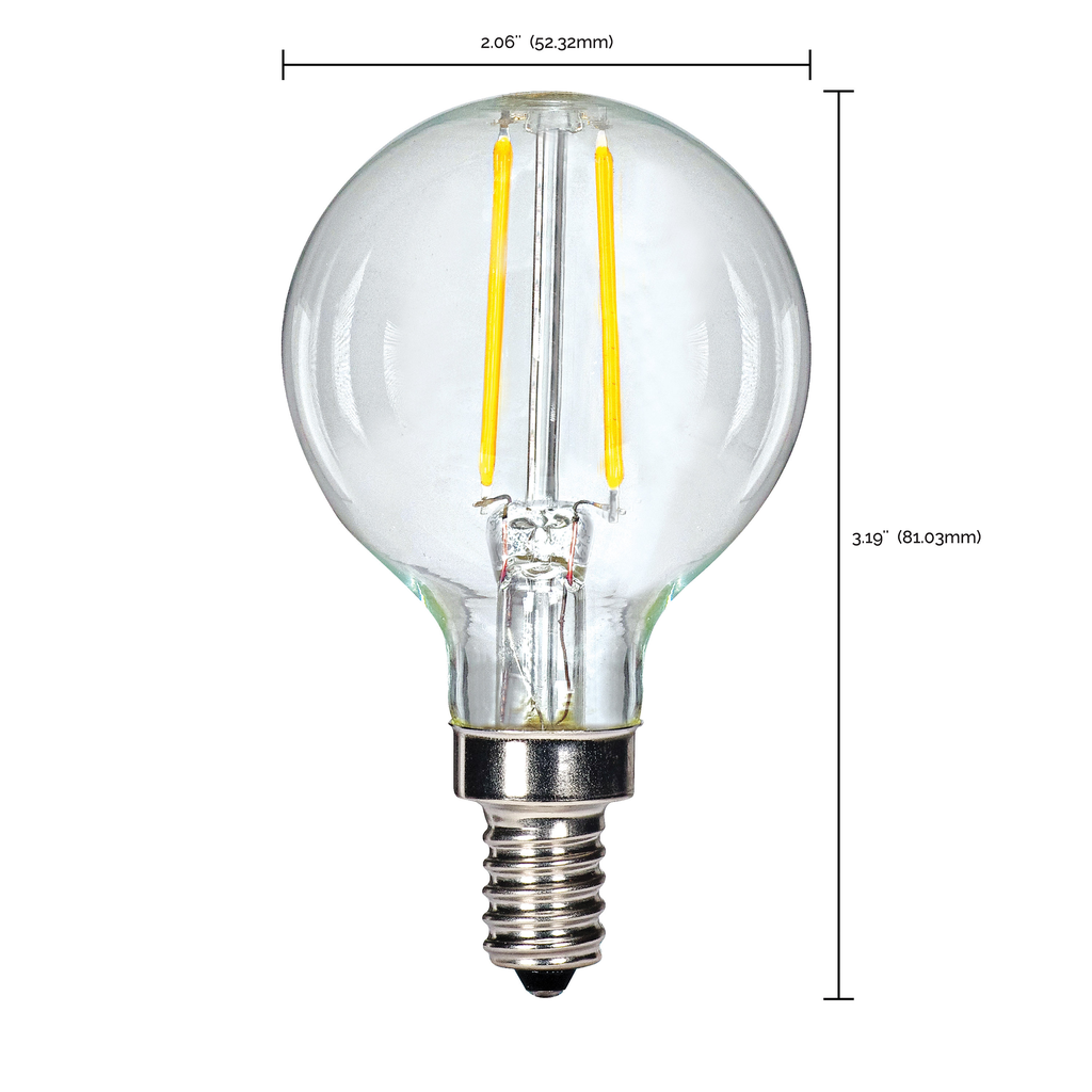 2.5 Watt G16.5 LED; Clear; Candelabra base; 2700K; 200 Lumens; 120 Volt