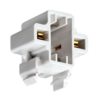 75W-600V, G23, G23-2 Base, 5W 7W 9W 2-Pin, Compact Fluorescent Lampholder, Horizontal, Snap-In,  white Color Code,  Quick-Connect 18AWG Solid or Str. Tinned, White Body.