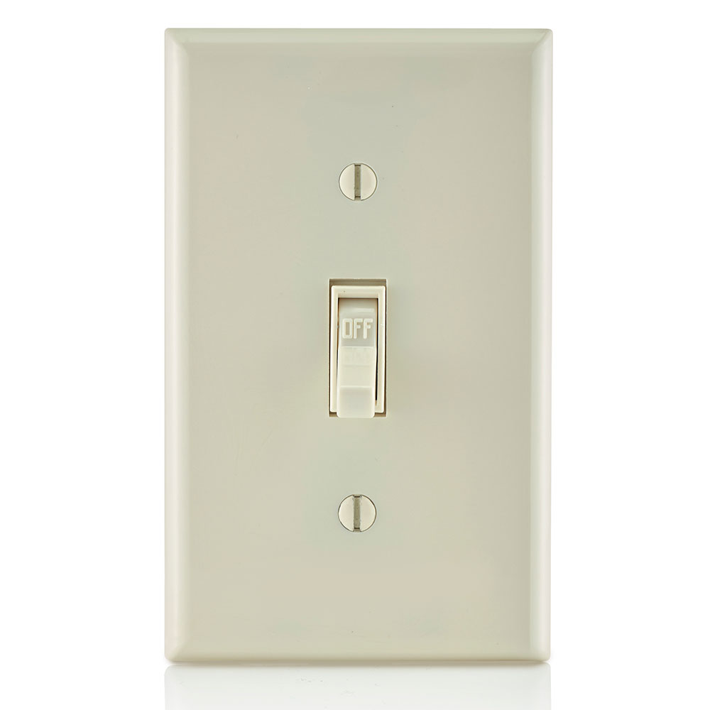 15 Amp Single-Pole Toggle Switch, Grounding, Light Almond