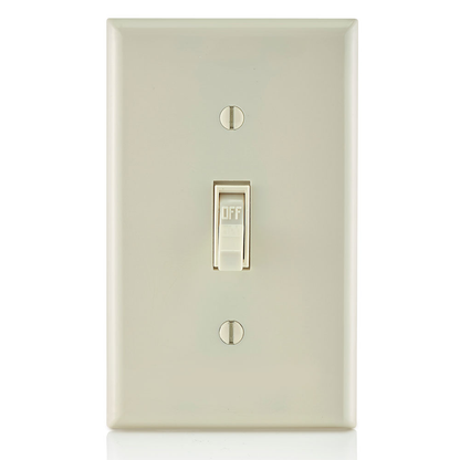 15 Amp Single-Pole Toggle Switch, Grounding, Light Almond