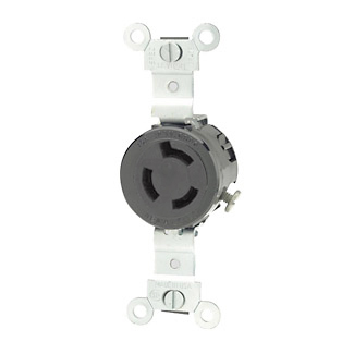 15 Amp, 250 Volt, Single Locking Receptacle, Industrial Grade