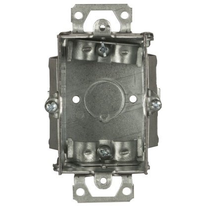 3 in. x 2 in. Switch Box, Gangable, 2-1/2 in. Deep, One 1/2 in. KO & NMSC Clamps, TIGER GRIP®, Old Work, Plaster Ears