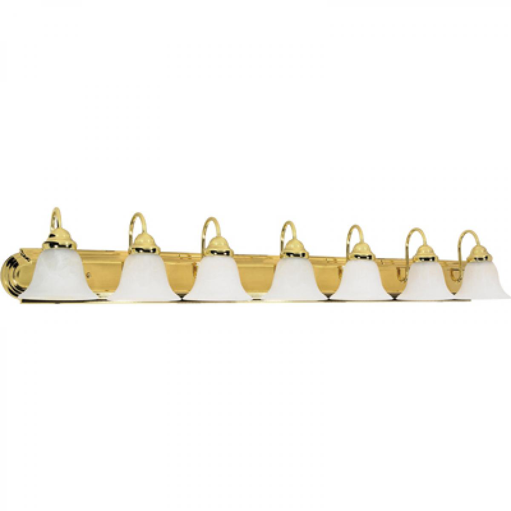 Ballerina - 7 Light 48" Vanity with Alabaster Glass - Polished Brass Finish
