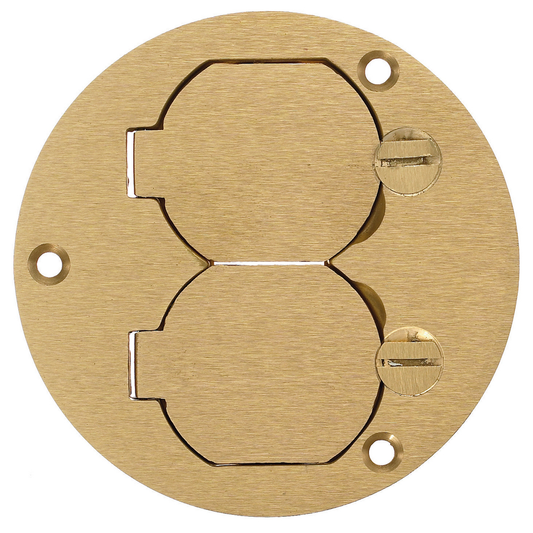 1-Gang Cover, Round, Duplex Flaps, Brass