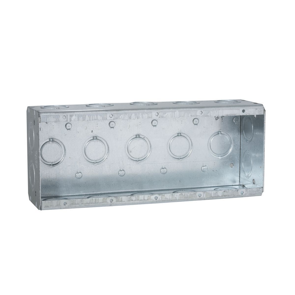 5-Gang Masonry Box, Nongangable, 2-1/2 in. Deep, Nineteen Concentric KO’s