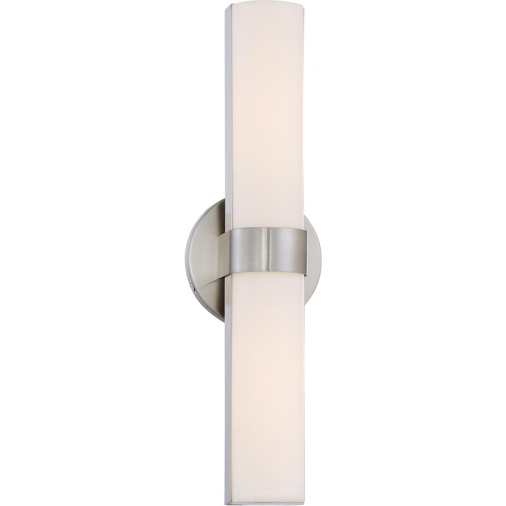 Bond - Double LED Vanity with White Acrylic Lens - Brushed Nickel Finish