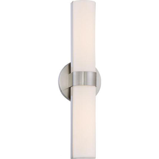 Bond - Double LED Vanity with White Acrylic Lens - Brushed Nickel Finish