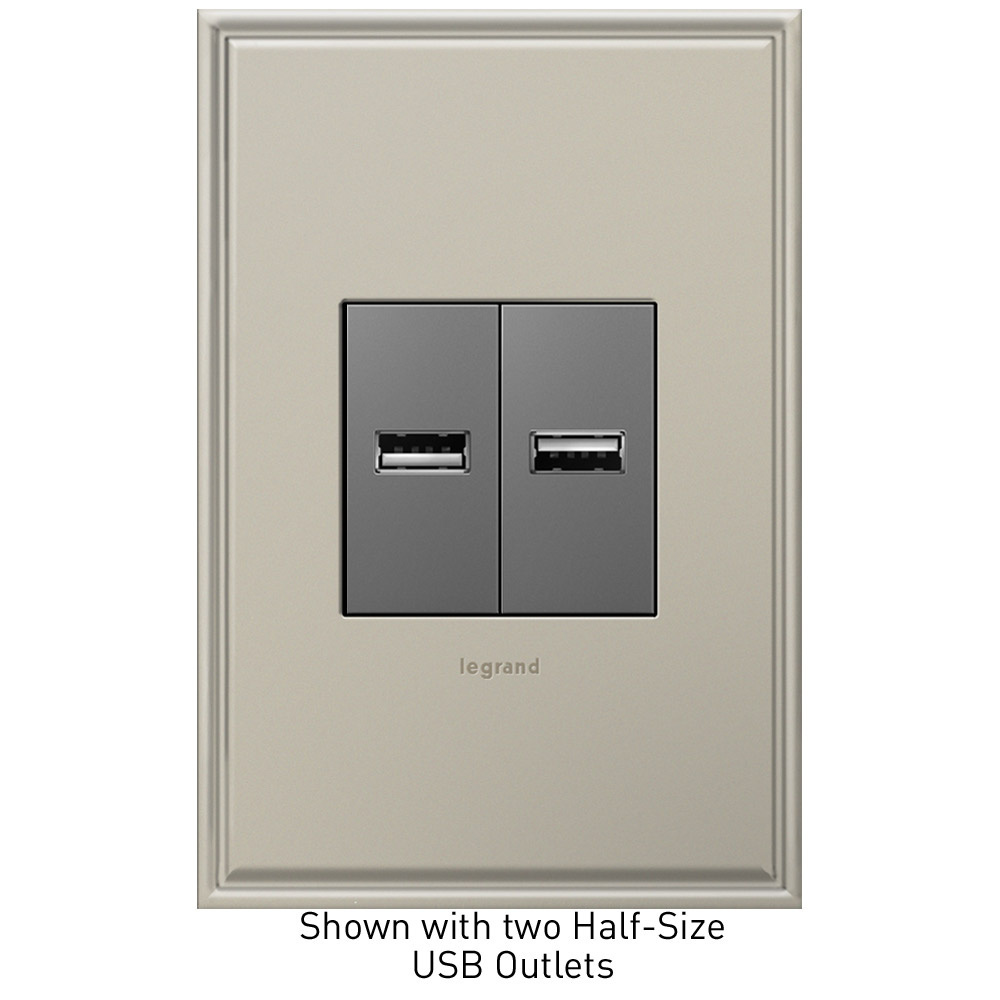 adorne® USB Outlet, Half-Size, Magnesium
