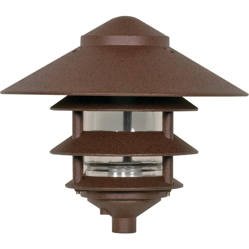 1 Light - 9" Pathway Light - Three Louver - Large Hood - Old Bronze Finish