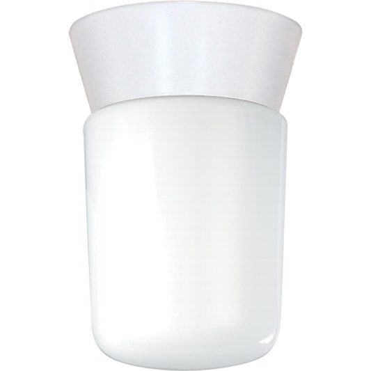 1 Light - 8" Utility Ceiling with White Glass White Finish