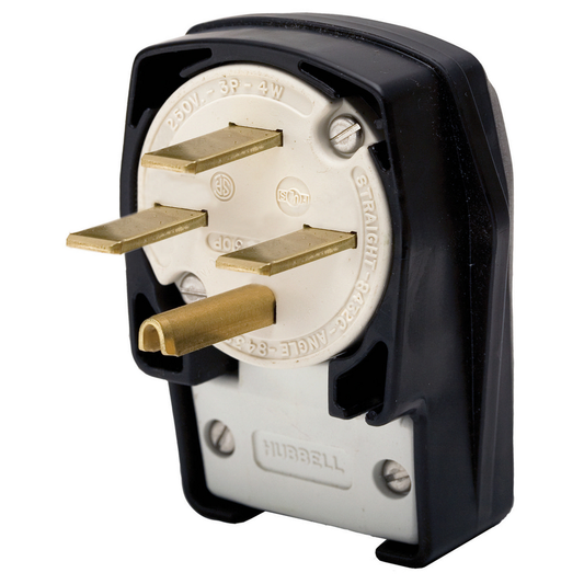30A Plug Angled 3P4W, 3Ph 250V 15-30P, Black