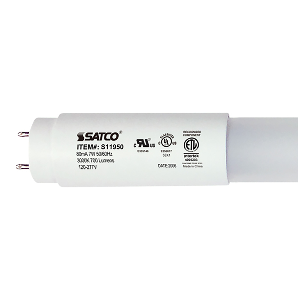 7 Watt; 18 Inch; T8 Linear LED; Medium Bi-Pin G13Base; 3000K; 50000 Average Rated Hours; 700 Lumens; Type B Ballast Bypass