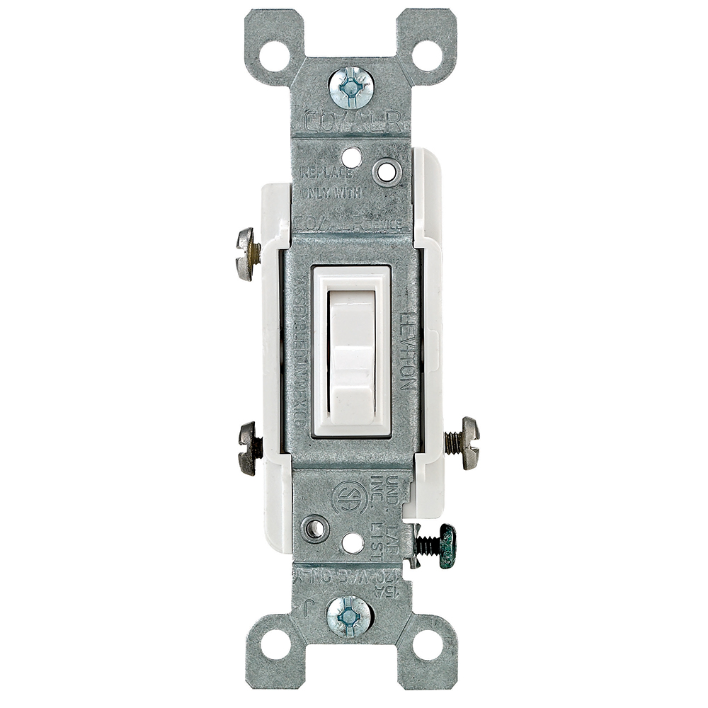 15 Amp Single-Pole Toggle CO/ALR Switch, Grounding, White