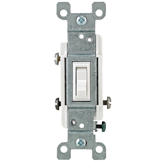 15 Amp Single-Pole Toggle CO/ALR Switch, Grounding, White