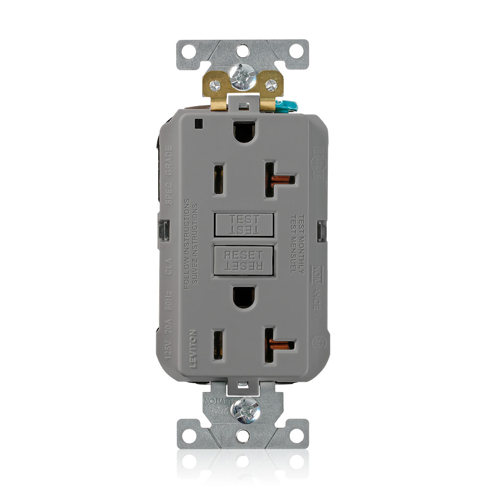 20 Amp SmartlockPro® GFCI Receptacle/Outlet, Industrial Grade, Lev-Lok