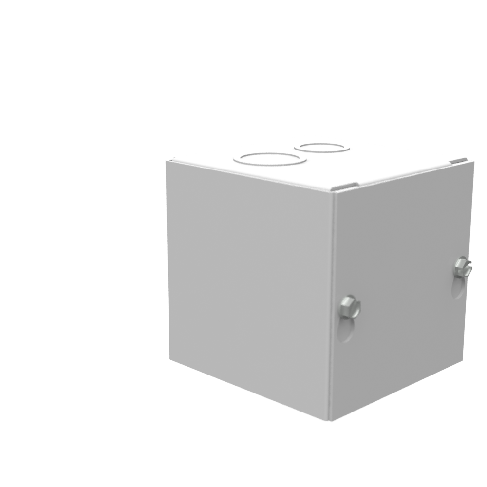 4X4X4 Screw Cover Type 1 UL Steel KOs Gray Cover w/Teardrop Slots Holes In Back