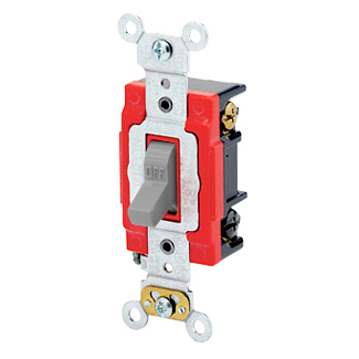 20 Amp, 120/277 Volt, Toggle 3-Way AC Quiet Switch, Extra Heavy Duty Spec Grade, Self Grounding, Back & Side Wired - GRAY