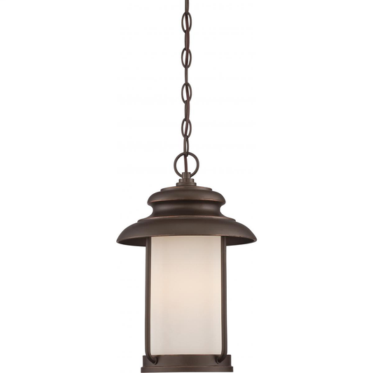 Bethany - LED Hanging Lantern with Satin White Glass - Mahogany Bronze Finish