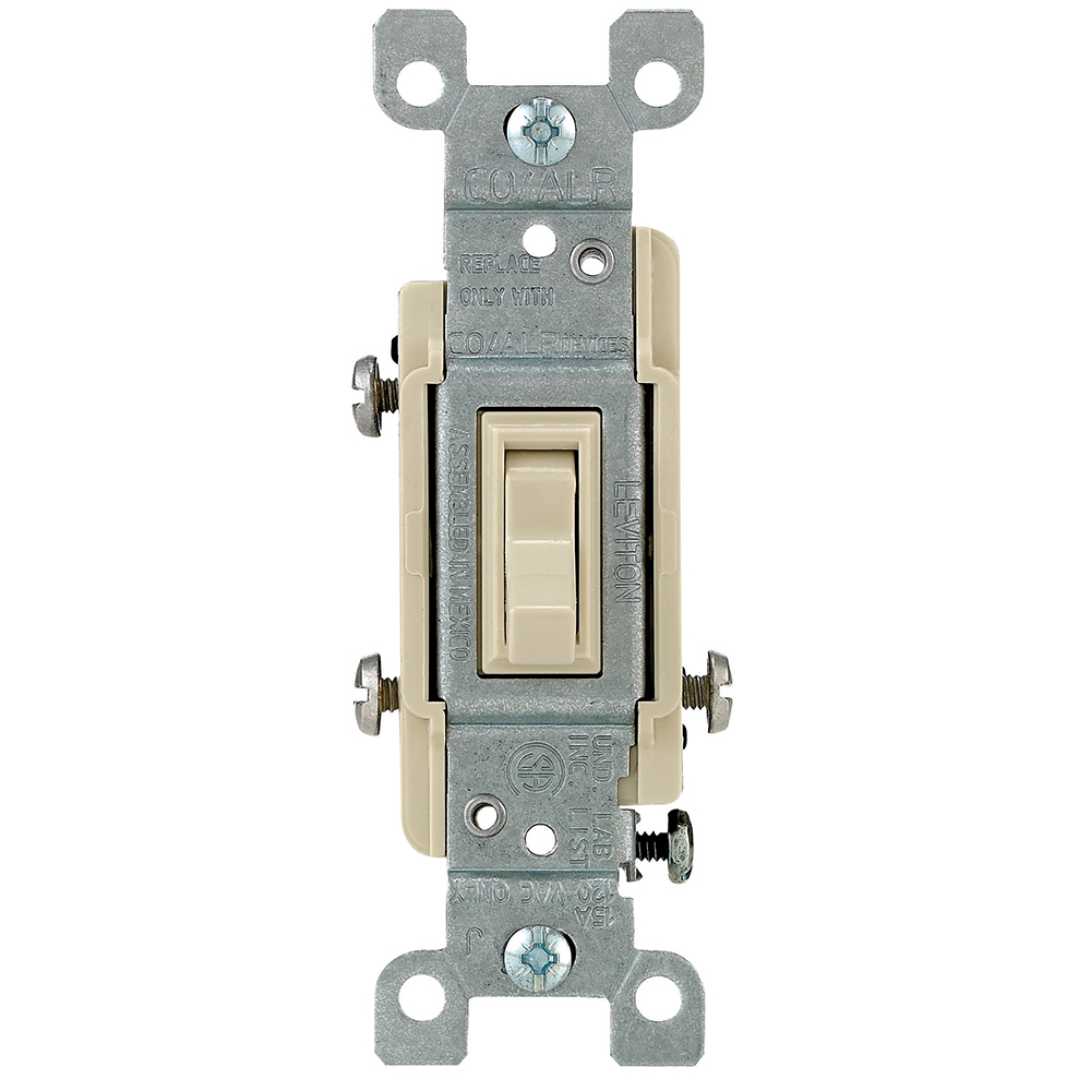 15 Amp 3-Way Toggle CO/ALR Switch, Grounding, Ivory