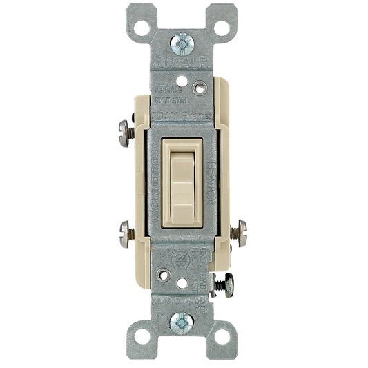 15 Amp 3-Way Toggle CO/ALR Switch, Grounding, Ivory