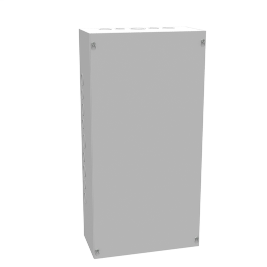 24X6x12 Screw Cover Type 1 UL Listed Steel Knockouts ANSI 61 Gray Cover With Teardrop Slots Mounting Holes In Back