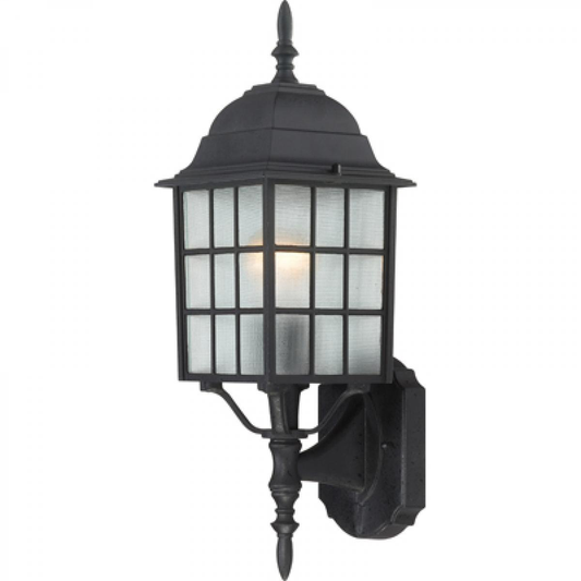 Adams - 1 Light 18" Wall Lantern with Frosted Glass - Textured Black Finish