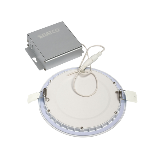 12 watt LED Direct Wire Downlight; Edge-lit; 6 inch; 3000K; 120 volt; Dimmable; Round; Remote Driver