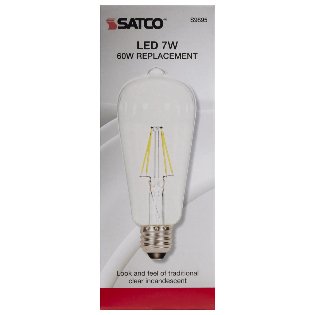 7 Watt ST19 LED; Clear; Medium base; 3000K; 800 Lumens; 120 Volt