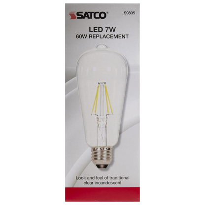 7 Watt ST19 LED; Clear; Medium base; 3000K; 800 Lumens; 120 Volt