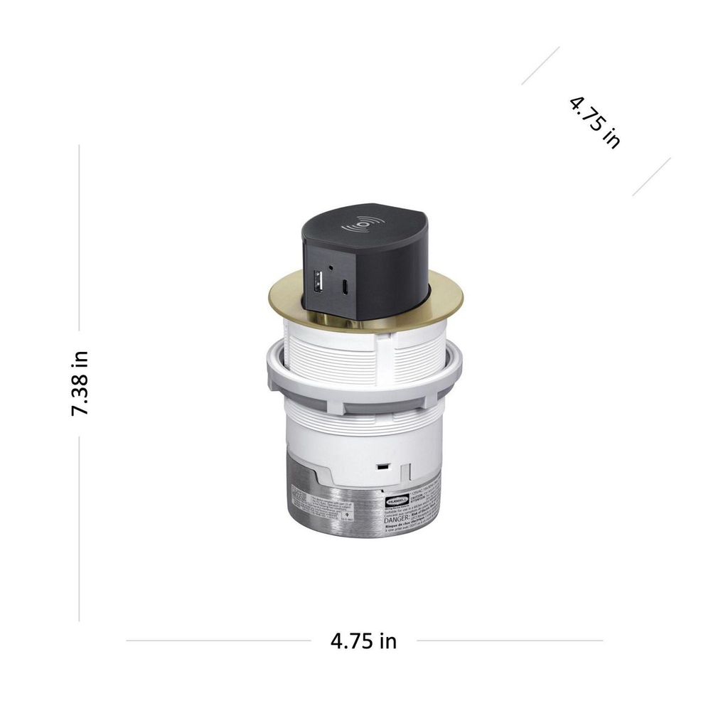 20A Tri-Power Counter Receptacle, Surface Mount, Brass