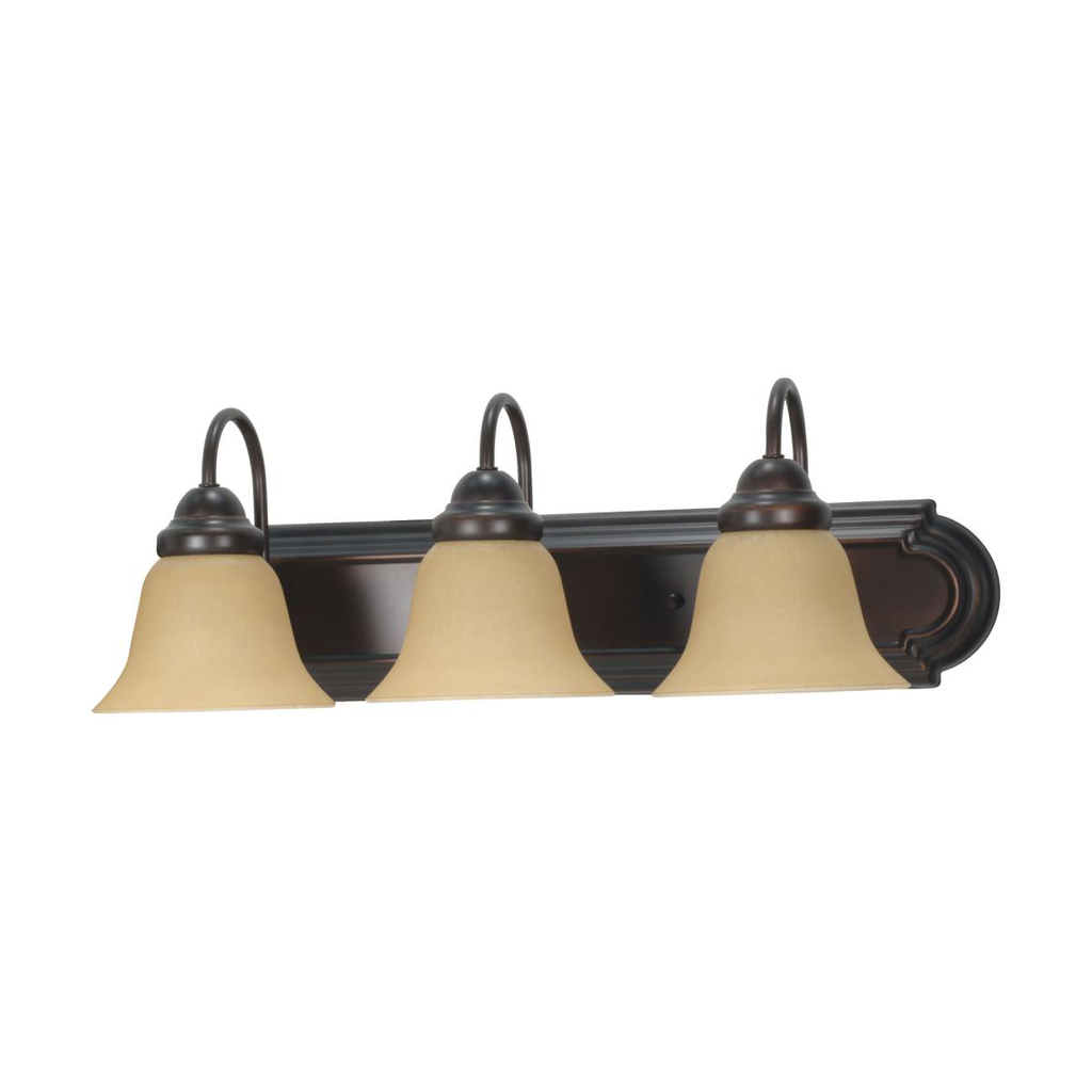 Ballerina - 3 Light 24" Vanity with Champagne Linen Washed Glass - Mahogany Bronze Finish