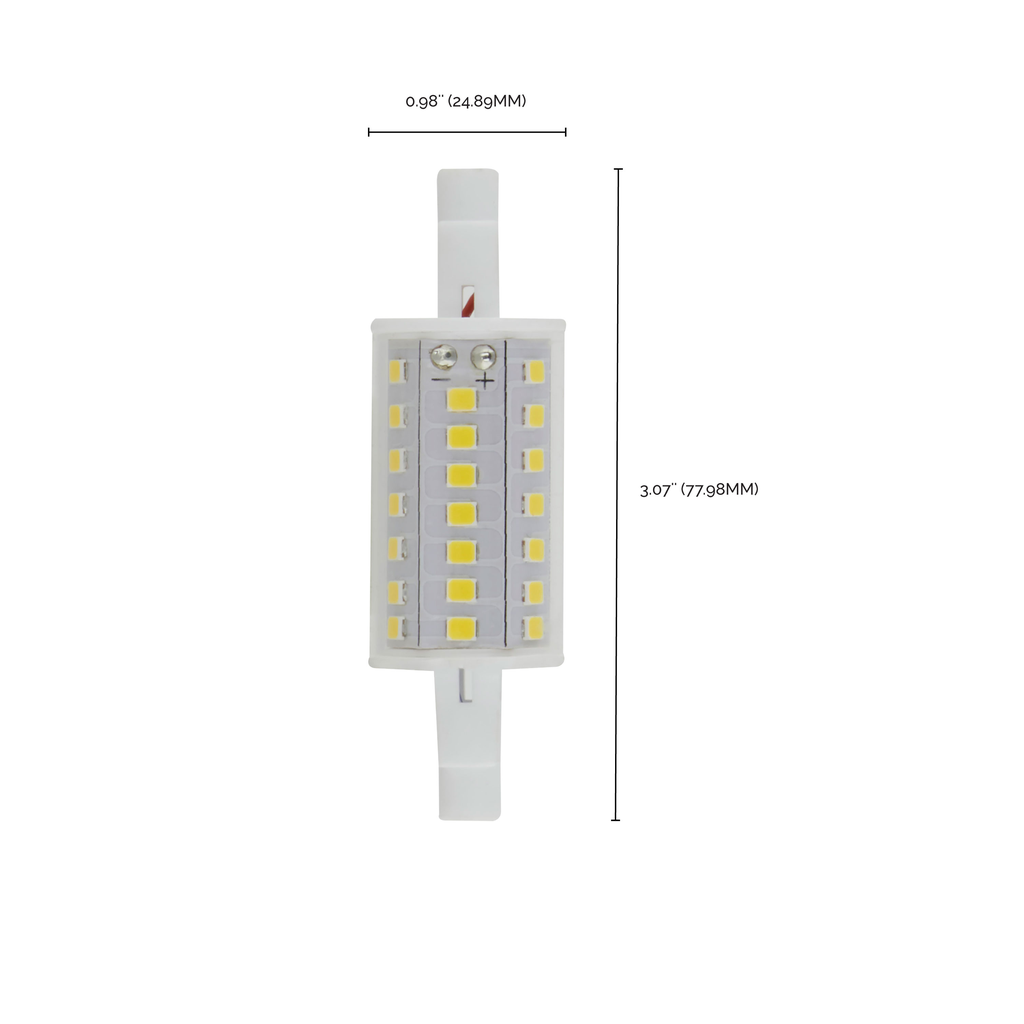 6W LED Bulb; J-Type T3 78mm; 120 Volt; R7S Base; 3000K; Double Ended; 200 Deg Beam Angle