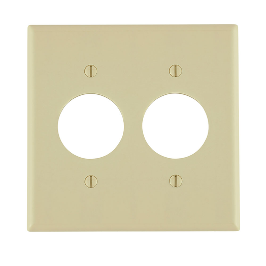 2-Gang Single 1.406 Outlet/Receptacle Wallplate, Standard Size, Thermoset, Ivory