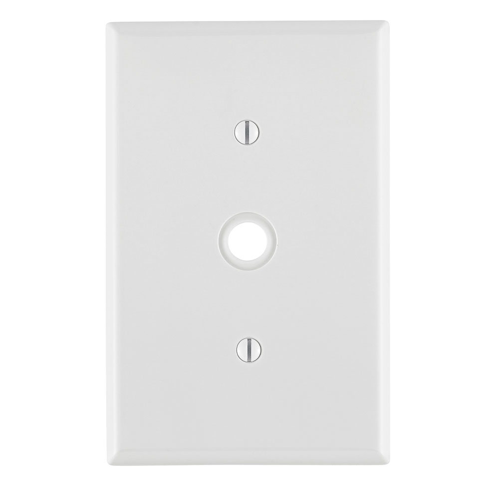 1-Gang .406 Inch Cable Wallplate, Midway Size, Thermoplastic Nylon, White
