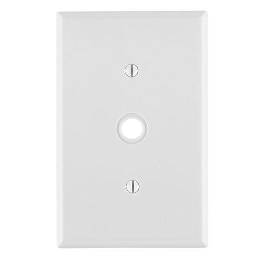 1-Gang .406 Inch Cable Wallplate, Midway Size, Thermoplastic Nylon, White