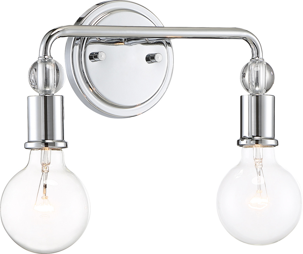 Bounce - 2 Light Vanity with Crystal Accent - Polished Nickel Finish