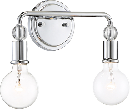 Bounce - 2 Light Vanity with Crystal Accent - Polished Nickel Finish