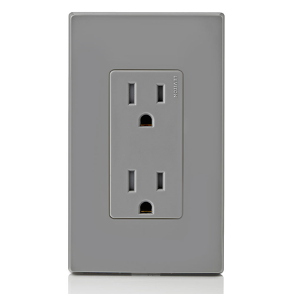 15 Amp Decora Tamper-Resistant Duplex Outlet/Receptacle, Grounding, Gray