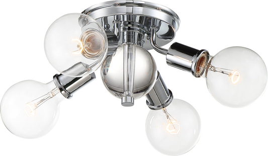 Bounce - 4 Light Flush Mount with Crystal Accent - Polished Nickel Finish