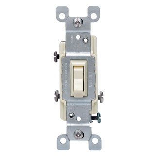 15 Amp 3-Way Toggle Switch, Non-Grounding, White