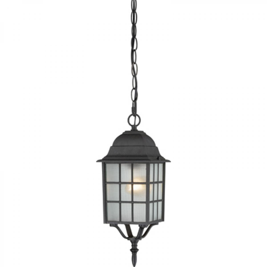 Adams - 1 Light 16" Hanging Lantern with Frosted Glass - Textured Black Finish