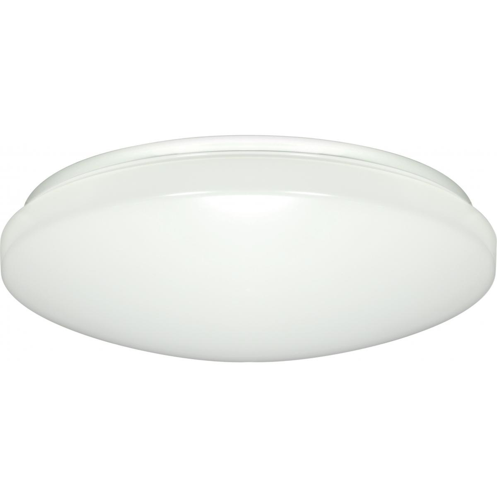 14"- LED Flush with White Acrylic Lens - White Finish - 50 Percent Dimming- 120-277V