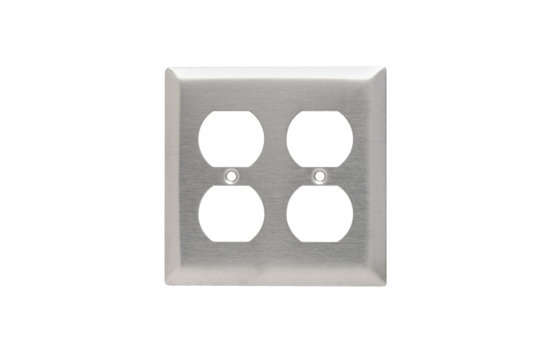 2-Gang 302/304 Stainless Steel Wall Plate, Duplex Receptacle Openings