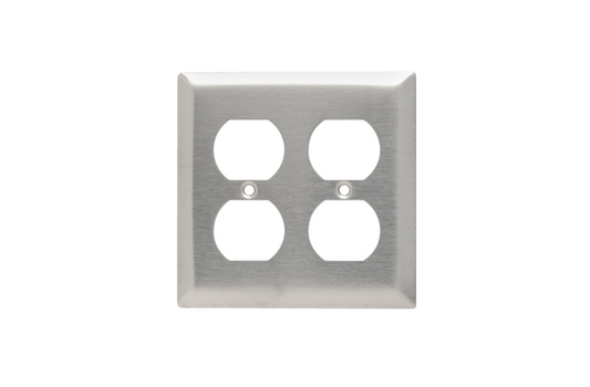 2-Gang 302/304 Stainless Steel Wall Plate, Duplex Receptacle Openings