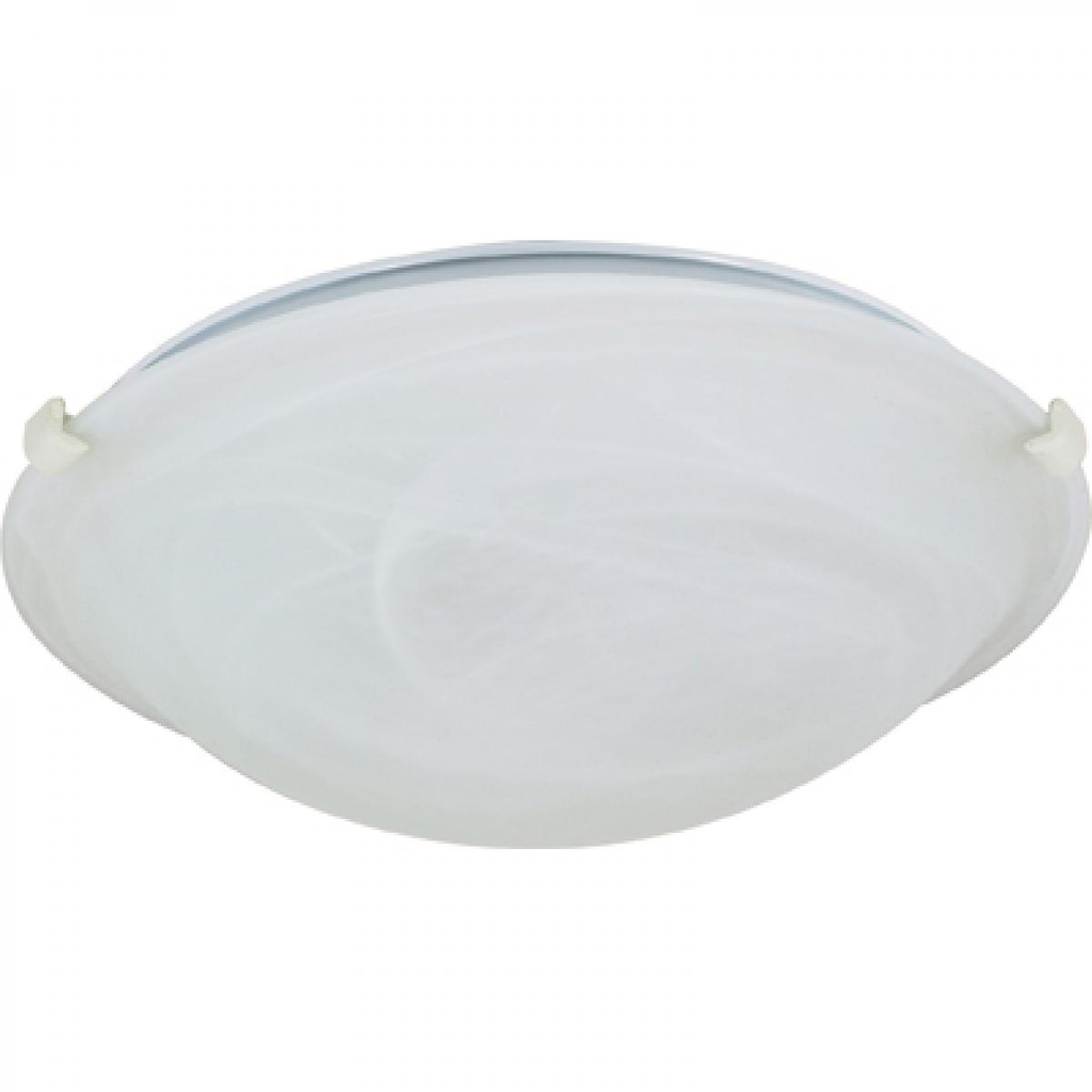 2 Light - 16" Flush with Alabaster Glass - Textured White Finish