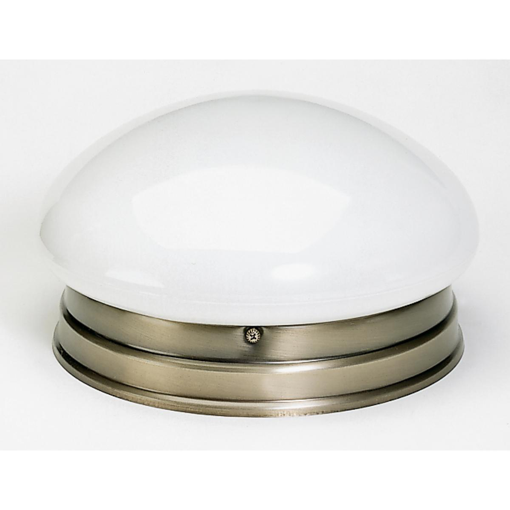2 Light - 10" Flush with White Glass - Antique Brass Finish