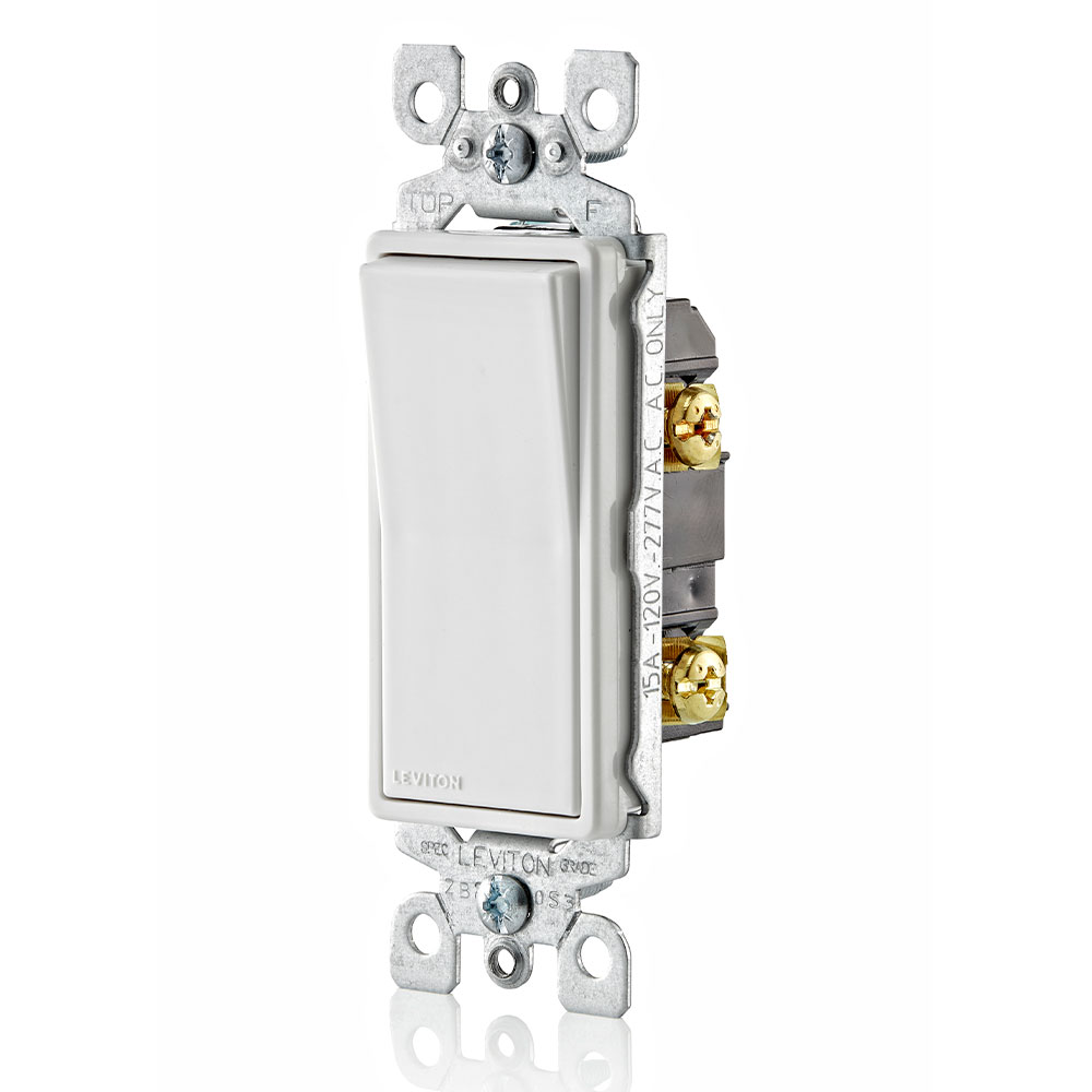 15 Amp Decora Single-Pole Switch, Grounding, White